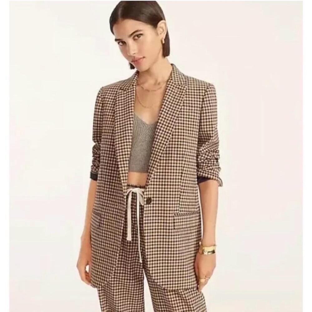 J. Crew Checkered Italian Stretch Wool Boyfriend Blazer